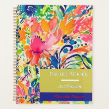 Floral Nom personnalisé Planificateur pour le trav