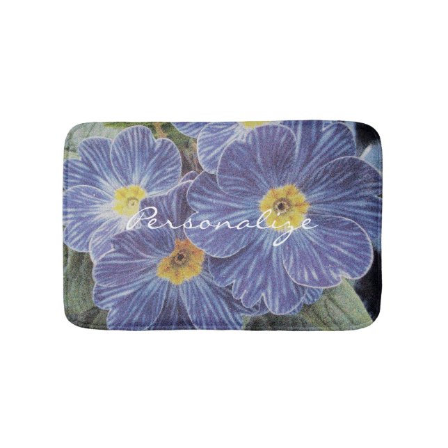 Floral non slip bath mat with blue flower photo (Front)