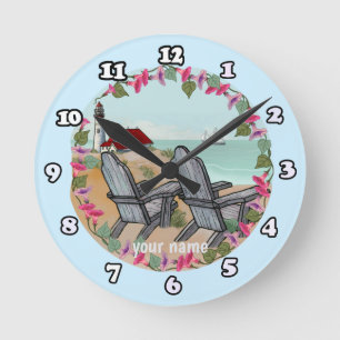 Floral Noon lighthouse  Round Clock