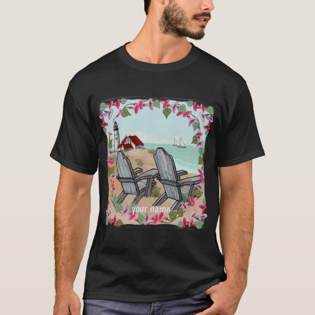 Floral Noon lighthouse   t-shirt (Front)