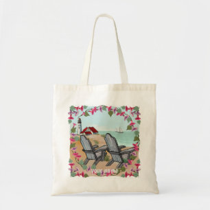 Floral Noon lighthouse Tote Bag