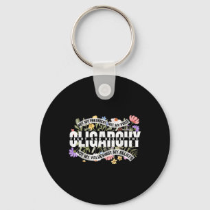 Floral Not My President Fight And Resist The Oliga Keychain