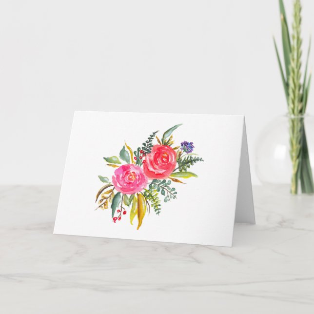 Floral Note Card, Stationary, Greeting Card (Front)