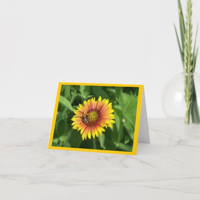 Floral Notecard with Bee on Guillardia (Front)