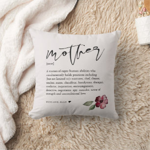 Floral Noun Mother Mother's Day Throw Pillow