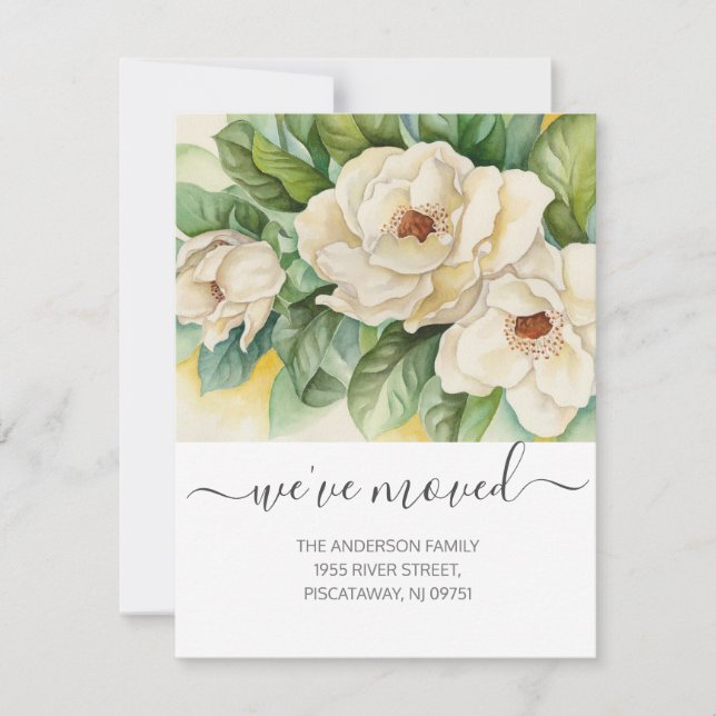 Floral Nouvelle adresse Magnolia Moving Faire-part (Devant)