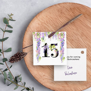 Floral Number 15 Purple Wisteria Quinceanera Favour Tags