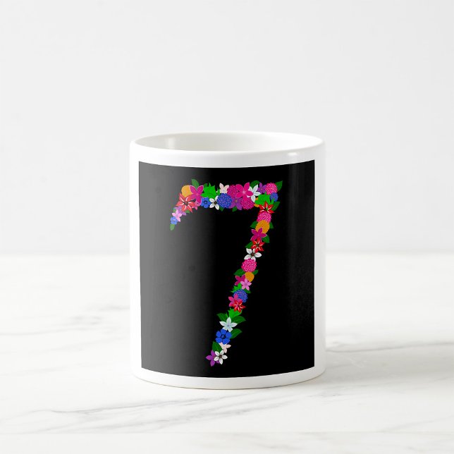Floral Number Seven Botanical Flower Design Coffee Mug (Creator Uploaded)