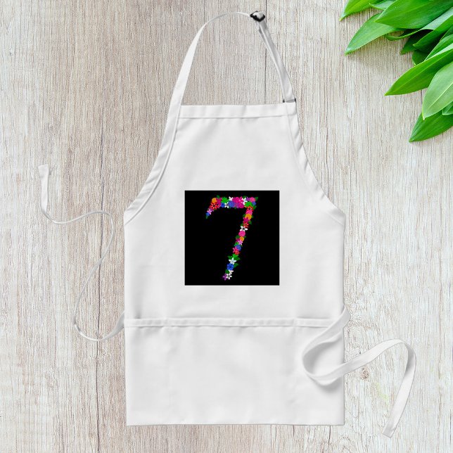 Floral Number Seven Botanical Flower Design Standard Apron (Creator Uploaded)