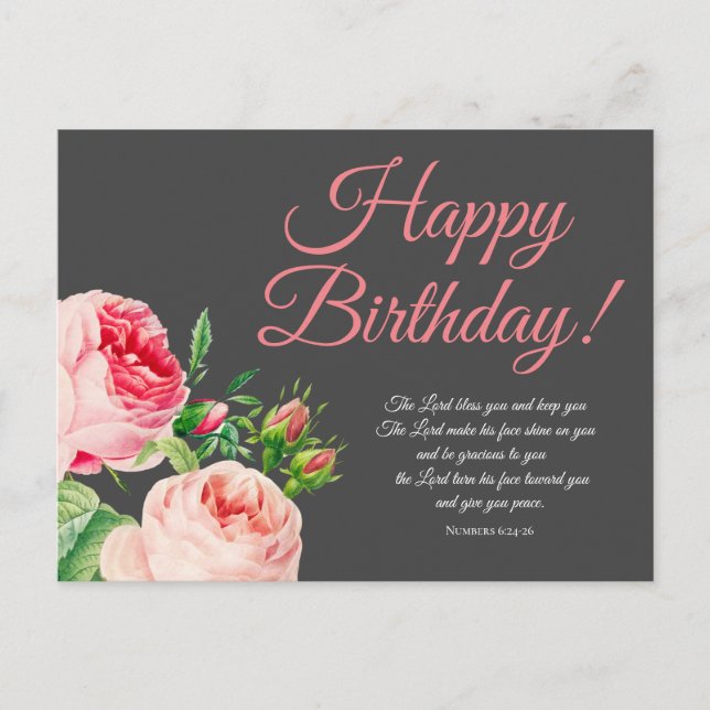 Floral Numbers 6:24-26 Birthday Postcard (Front)