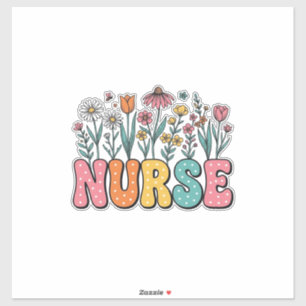 Floral Nurse Bubble Letter Vintage Style Shirt Des