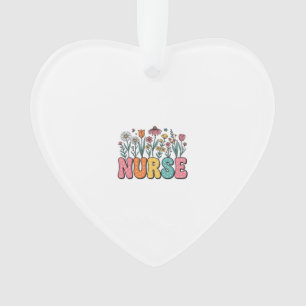 Floral Nurse Bubble Letter Vintage Style Shirt Des Ornament