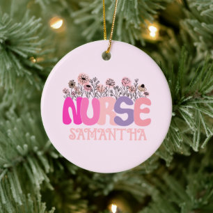 Floral Nurse Ceramic Ornament