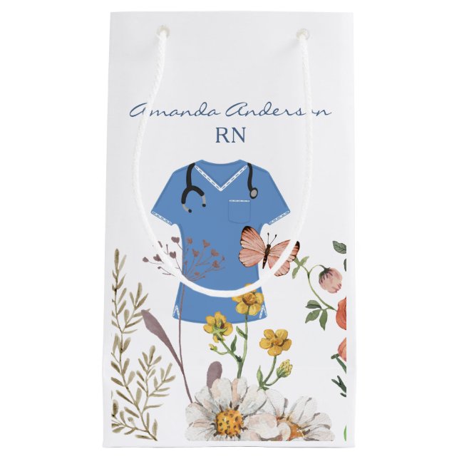 Floral Nurse Graduation Small Gift Bag (Front)