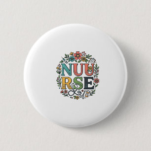 Floral Nurse Shirt Design Vintage Medical Art_1 2 Inch Round Button