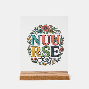Floral Nurse Shirt Design Vintage Medical Art_1 Acrylic Sign