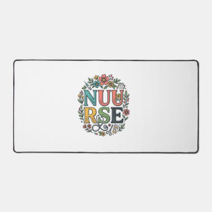Floral Nurse Shirt Design Vintage Medical Art_1 Desk Mat