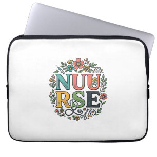 Floral Nurse Shirt Design Vintage Medical Art_1 Laptop Sleeve