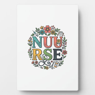 Floral Nurse Shirt Design Vintage Medical Art_1 Plaque