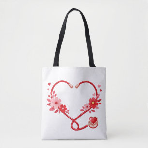 Floral Nurse Stethoscope Tote Bag