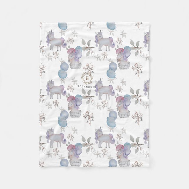 Floral Nursery Whimsical print baby blanket (Front)