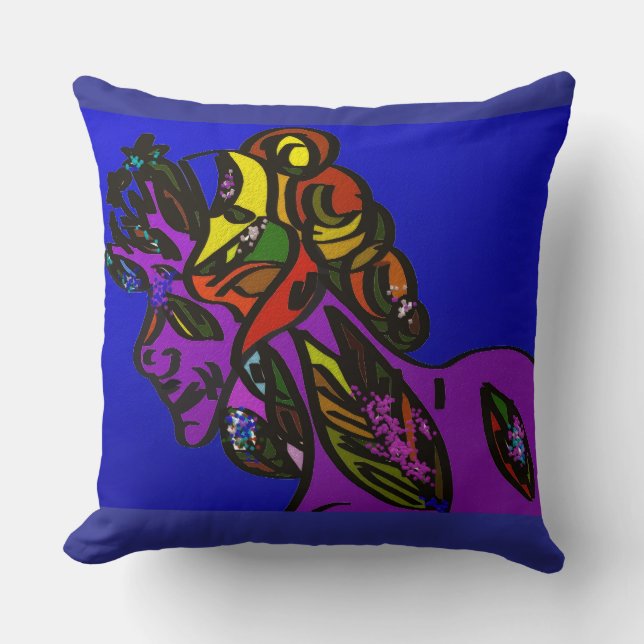 Floral Nymph Throw Pillow (Front)