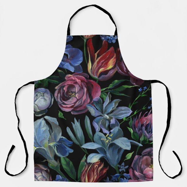 Floral Oil Pastel: Seamless Pattern Apron (Front)