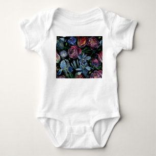 Floral Oil Pastel: Seamless Pattern Baby Bodysuit