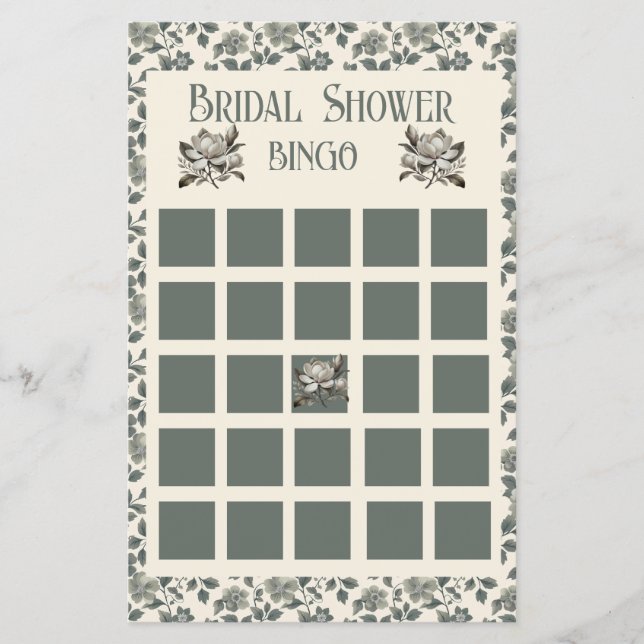 Floral Olive Blossoms In Green and Cream Flyer (Front)