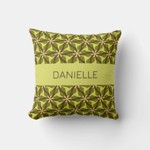 floral olive green pattern throw pillow