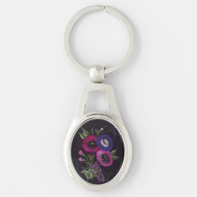 Floral on Black keychain (Front)