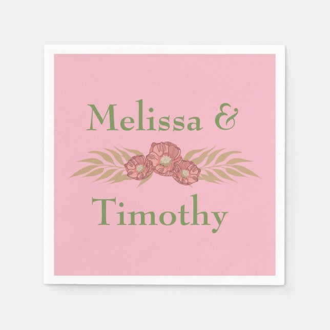 Floral on pink background napkin (Front)