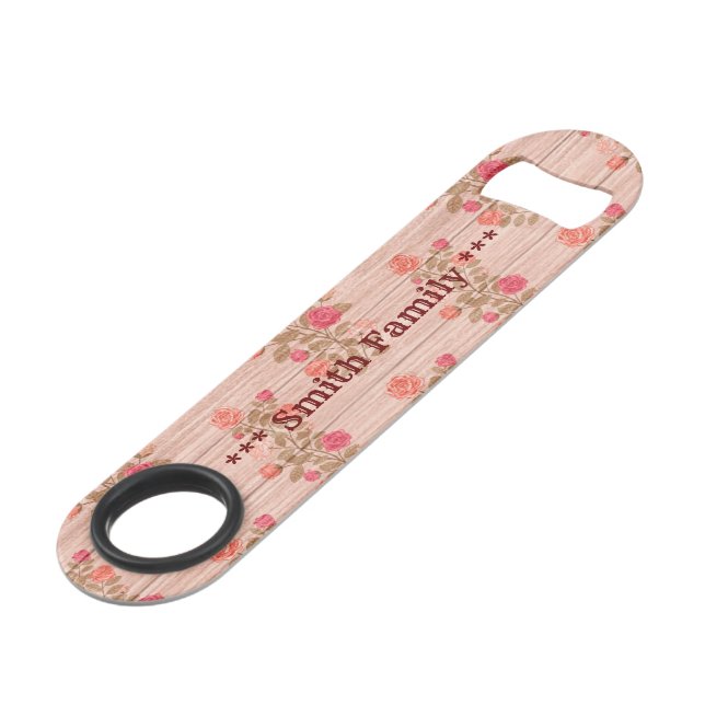 Floral on Wood Customize Popular Bar Key (Front Angled)