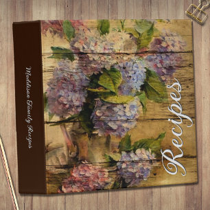 Floral on Wood Family Recipes Album Binder