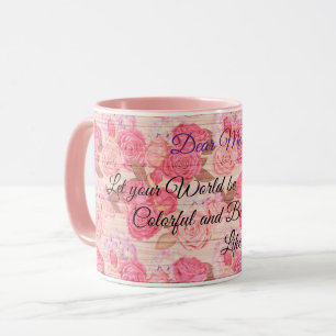 Floral on Wood Popular Customize Text Mug