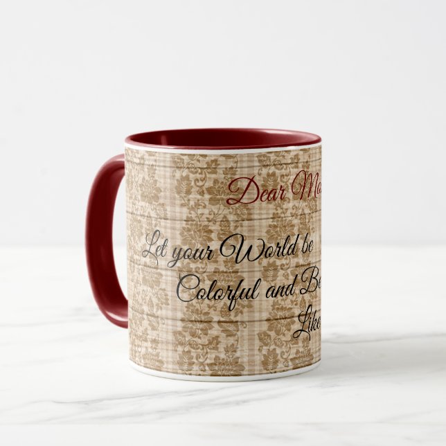 Floral on Wood Popular Customize Text Mug (Front Left)
