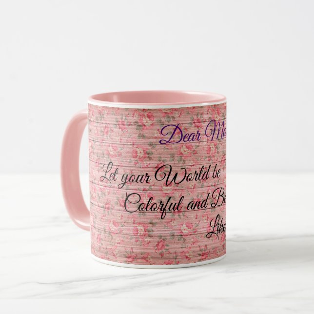 Floral on Wood Popular Customize Text Mug (Front Left)