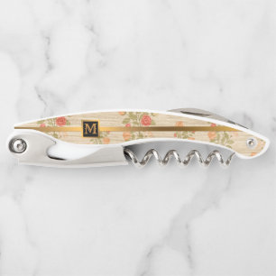 Floral on Wood Popular Gift Corkscrew