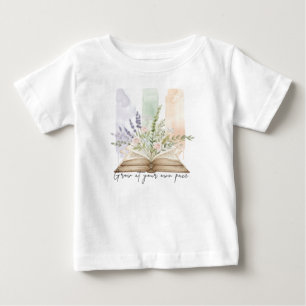 Floral Open Book Watercolor Art Baby T-Shirt