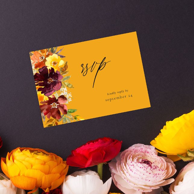Floral or orange et jaune avec carte RSVP-2G (Créateur téléchargé)