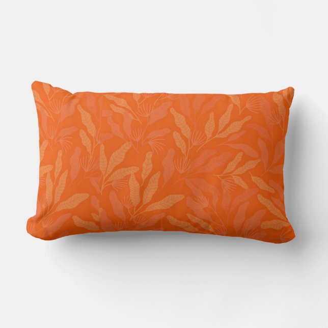 Floral orange and yellow pattern lumbar pillow (Front)