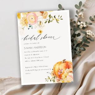 Floral Orange Automne Citrouille Invitation Fête d