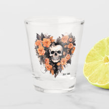 Floral Orange & Black Night Angel Heart