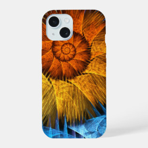 Floral Orange Bleu Jaune Art Abstrait