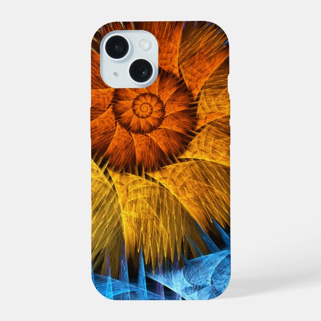 Floral Orange Bleu Jaune Art Abstrait (Verso)