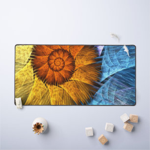 Floral Orange Bleu Jaune Art Abstrait