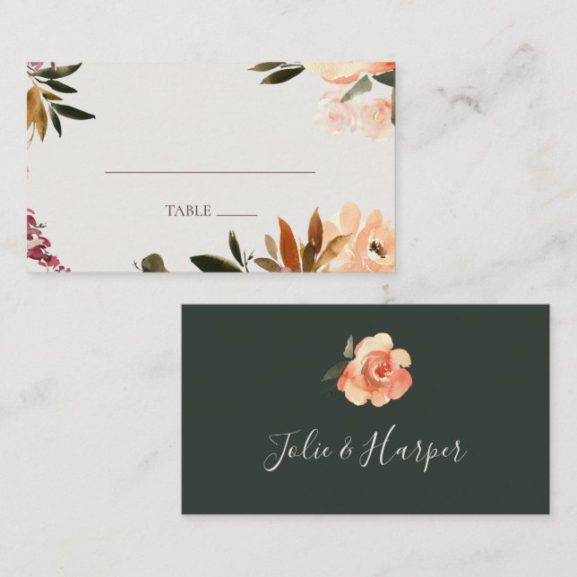 Floral Orange Bourgogne | Carte verte (Devant / Derrière)