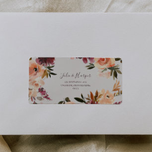 Floral Orange Bourgogne   Étiquettes de adresse RS