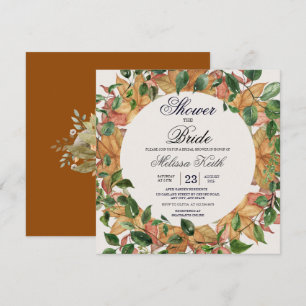 Floral Orange Greenery Watercolor Bridal Shower Invitation