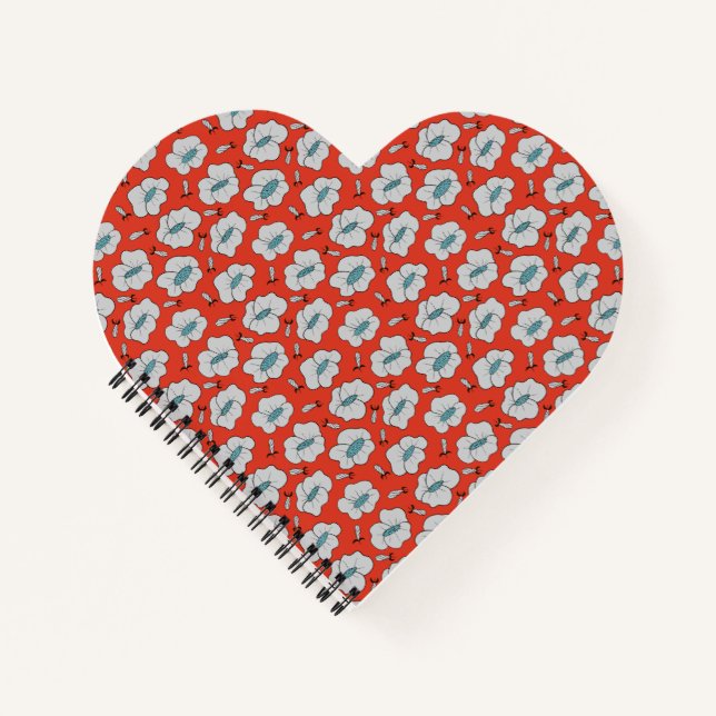  Floral Orange Heart Shaped Spiral Bound Notebook (Front)